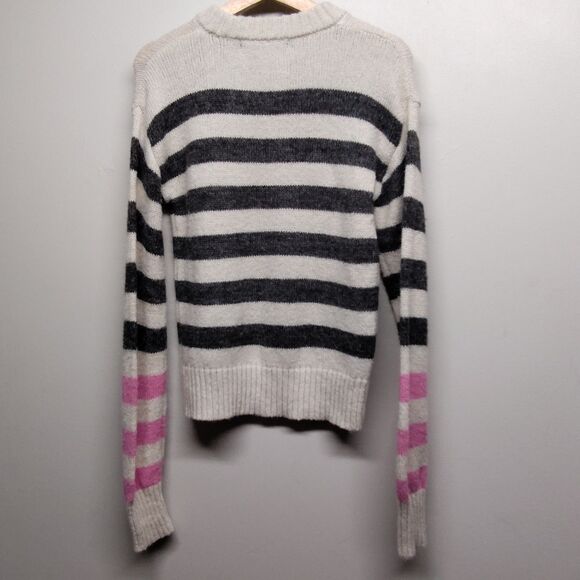 French Connection Knit Sweater Women Size XS Cream Stripes Wool Blend Preppy - Picture 5 of 7